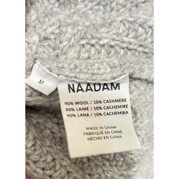 Naadam Womens Medium Wool Cashmere Cable Knit Gray Sweater - Picture 6 of 10
